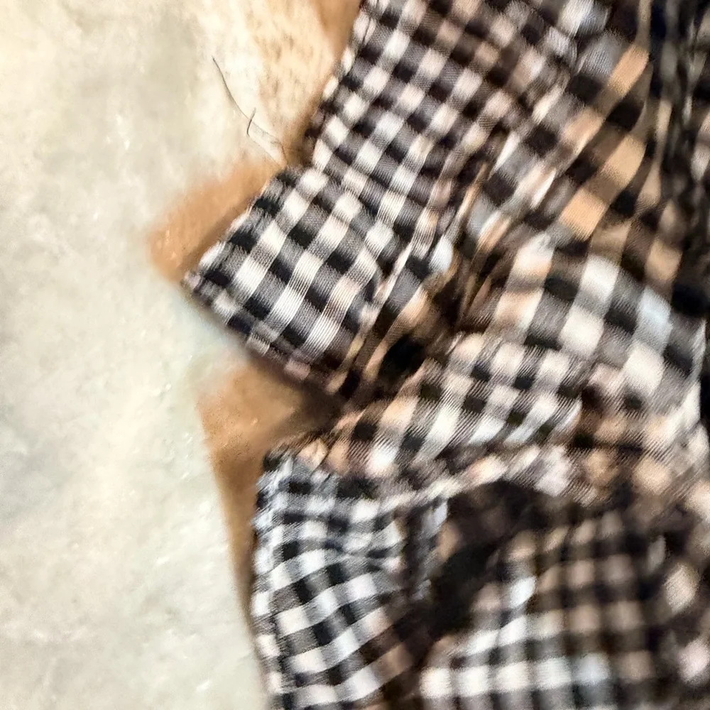 Gingham Skort Size 14 kids Black White Tie Waist Ruffle Hem High Rise